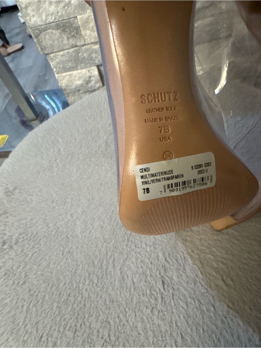 SCHUTZ Nude Patent Pointed-Toe Pumps with Clear Panels - Picture 2 of 5